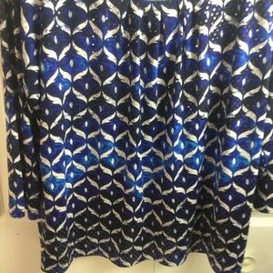 Elegant Blue and Black Patterned Skirt